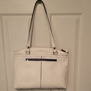PATRICIA NASH Elegant White Leather Tote Bag